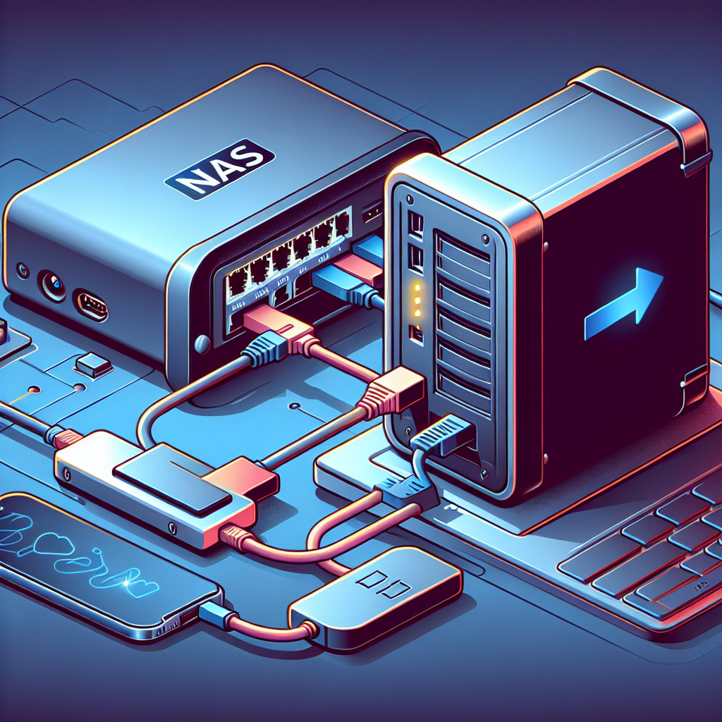 How do you connect a network adapter to a NAS (Network Attached Storage)?