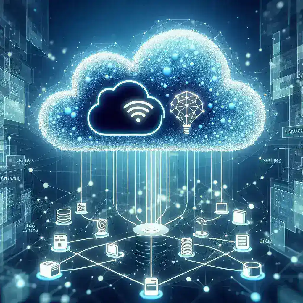 "Diagram illustrating the integration of serverless and edge computing architectures for enhancing IoT use cases, showcasing data processing flows and connectivity."