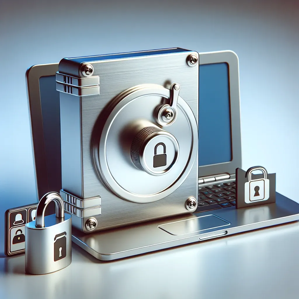 "Step-by-step guide to enabling full-disk encryption on Windows and Mac computers, showcasing the settings interface on both operating systems."